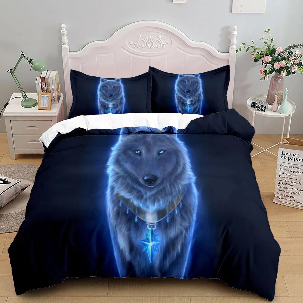 Digital Wolf Duvet/Quilt Cover Set Single Double Large King Size 3D Digital Printed Bed Three-piece Set