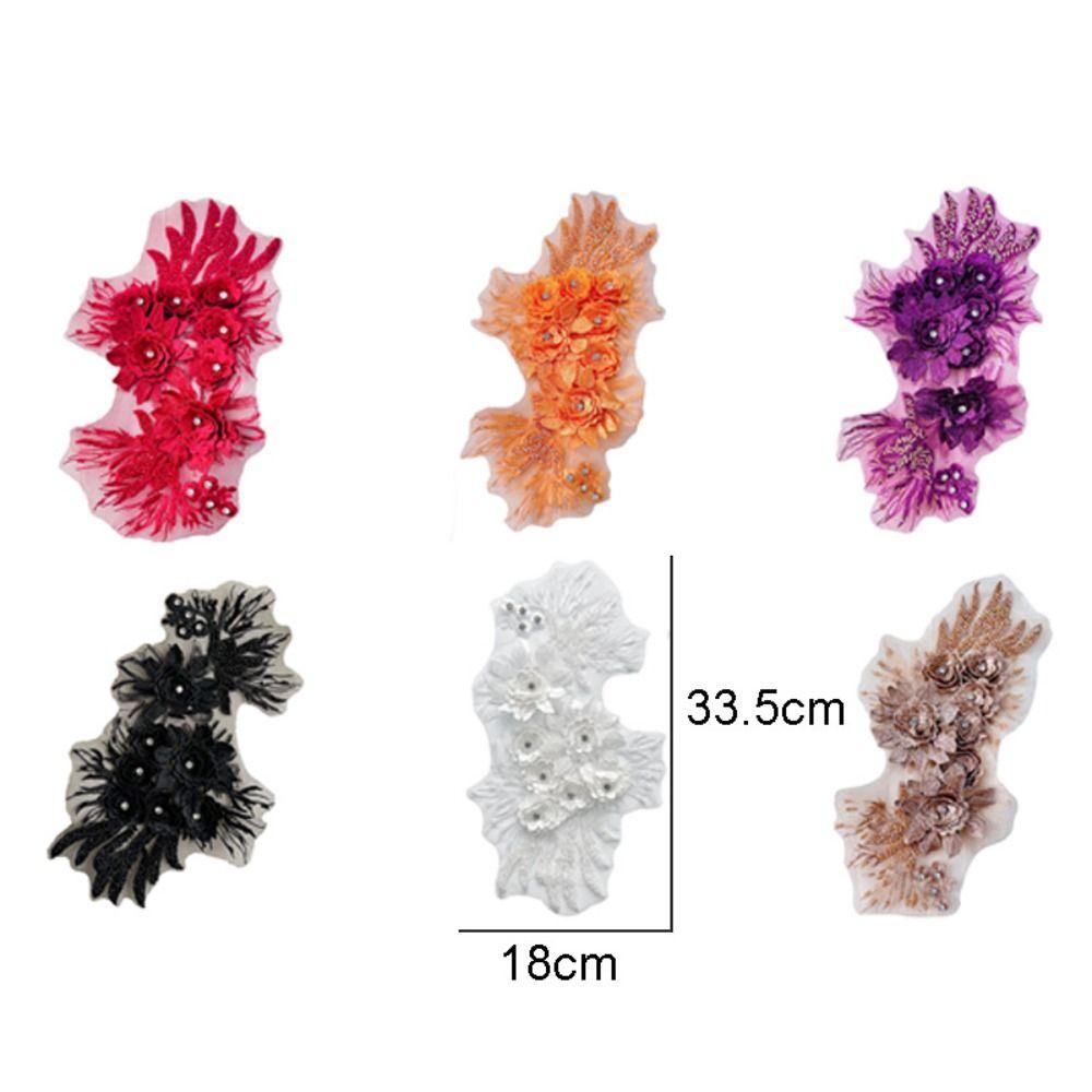 DIY Colorful Beaded Flower Patch Embroidered Handmade Clothing Patch Rhinestone Clothes Appliques Sewing