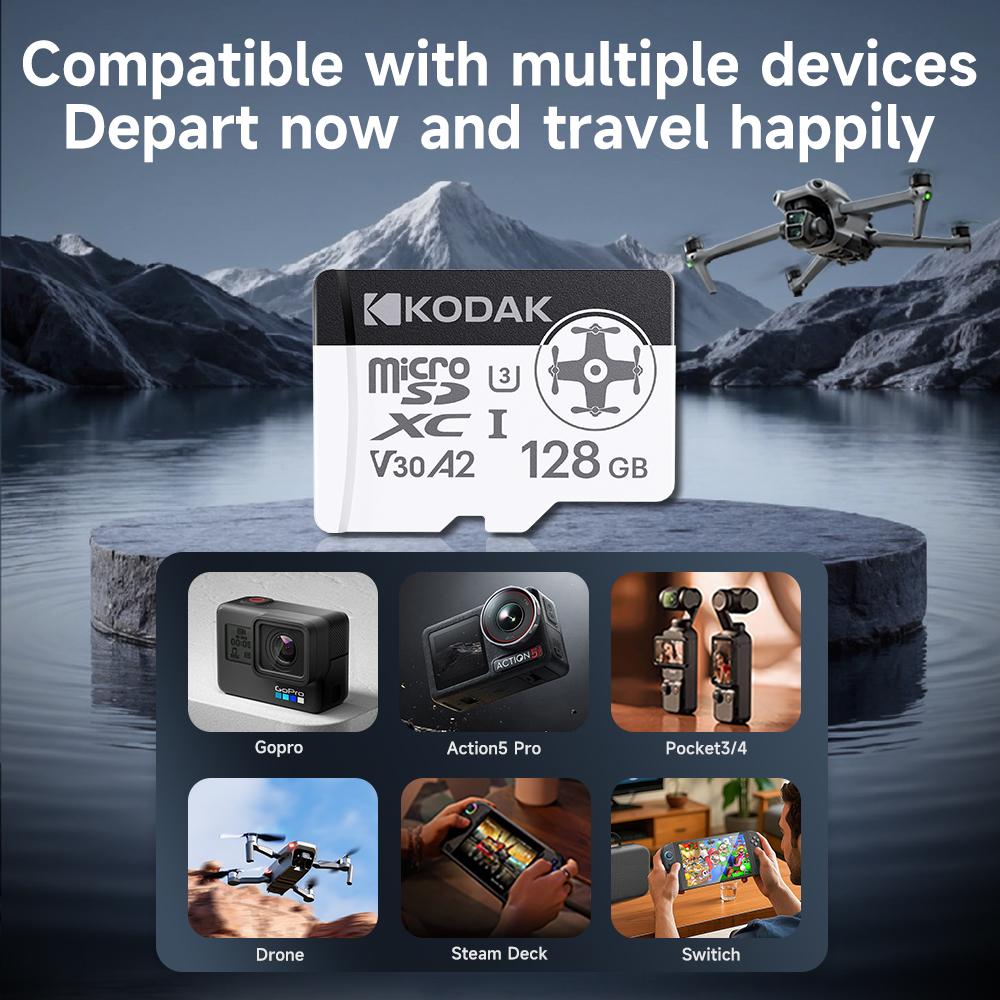 Kodak Ультра Micro SD-карта, совместимая с дроном DJI A2, U3, высокая скорость до 200 МБ/с, карта памяти для дрона GoPRO DJI