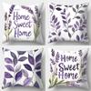 Light Purple Lavender Style Pattern Home Decor Pillowcase Living Room Sofa Polyester Cushion Cover With Zipper