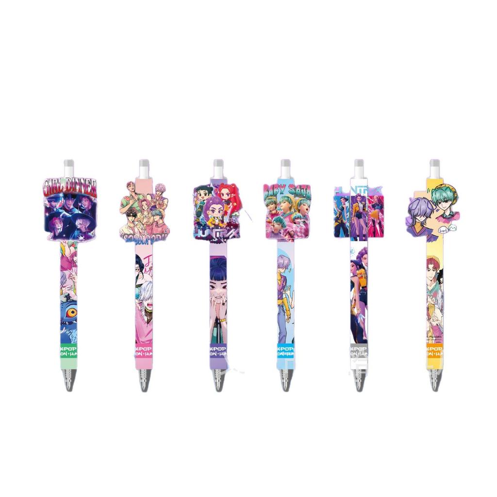 Kpop Demon Hunters 0.5mm Gel Pens Students Kawaii Stationery Cartoon Derivative Peripherals School Exam Pen Writing Painting