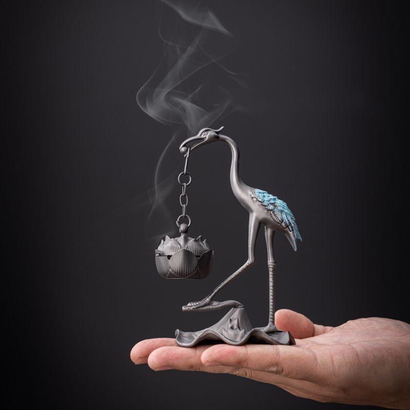 Crane Lotus Маленькая курильница для благовоний, подвесная курильница из сплава, маленькая Xiangyun Disk Cancen Home Декоративные украшения