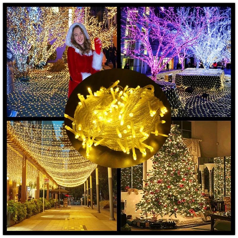 Струнный рождественский светильник, наружное светодиодное освещение, уличный настенный светильник для сада, свисающий 0,6-0,8 м, гирляндный светильник в виде сосульки с вилкой США или ЕС