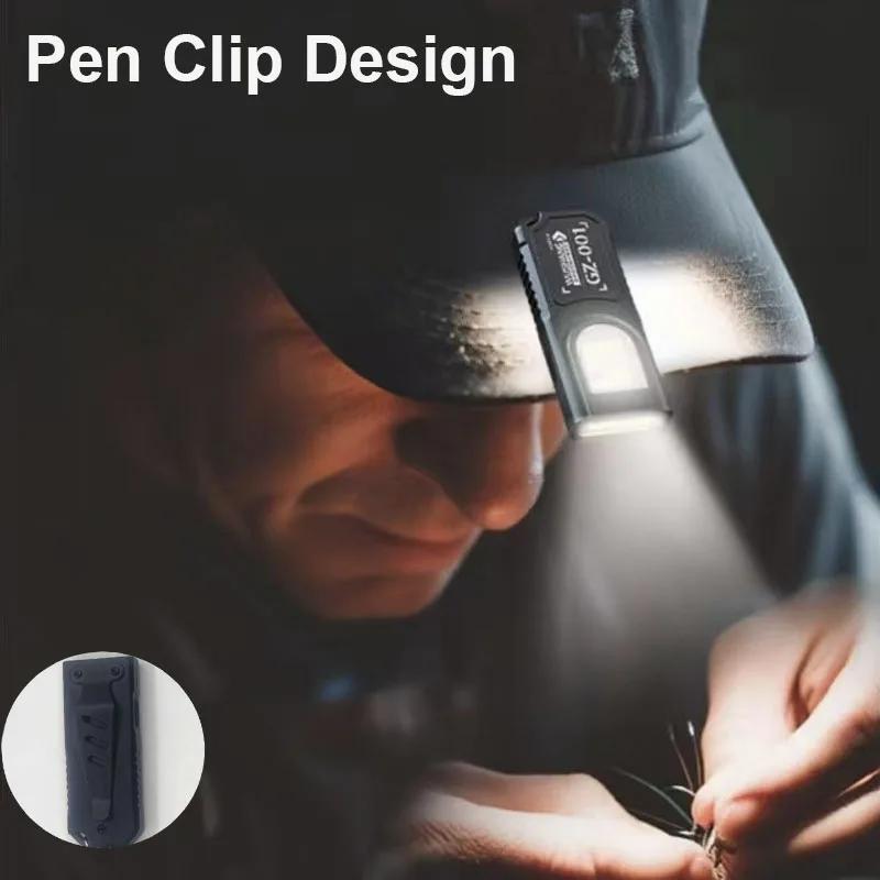 Мощный Мини COB светодиодный брелок-фонарик, перезаряжаемый через USB C, подвесной рабочий свет, водонепроницаемый брелок, кемпинг, прогулки, карманный фонарь