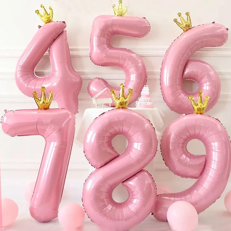 40Inch Birthday Foil Balloon Large Digital Helium Number Balloon With Crown 0-9 Happy Birthday Wedding Party Decoration Supplies