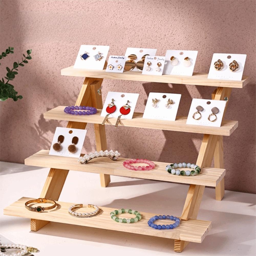 2/3/4 Layer Wooden Jewelry Display Stand Multi Functional Ornament Organizer Display Props
