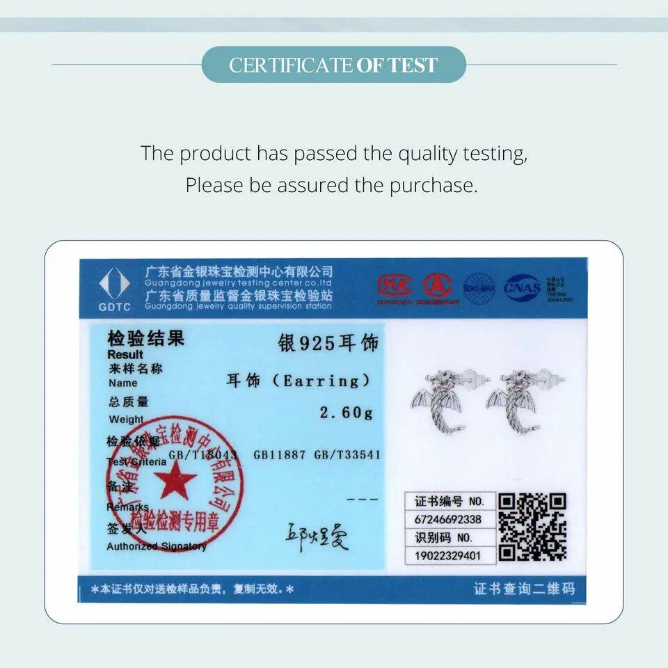 WOSTU 925 Sterling Silver Flying Dragon Stud Earrings Oxidized Silver Vintage Ear Studs Fine Jewelry For Women Girl Party Gift