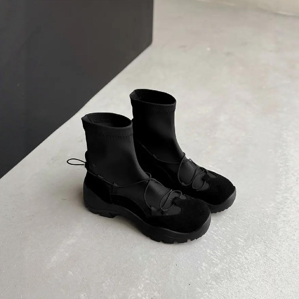 Функциональные ботинки | Ретро Толстая подошва Перекрестные ремешки Универсальные Повседневные Балетные Спортивные Британские Эластичные Облегающие Ботинки Женские