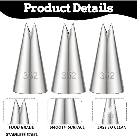 3 Pcs Leaf Piping Tip Leaves Stainless Steel Icing Pipings Nozzles Cake Decorating Tube Tips Set Tips Piping Nozzles for DIY Baking Tools Cake