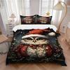3pcs Christmas Owl Comforter Set with 1 Quilt Cover & 2 Pillowcases (No Core) - Festive Gift for Bedroom Decor, Anime Cartoon Design, Polyester Fabric