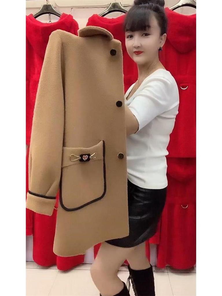 Mid-Length Stylish Imitation Cashmere Wool Coat for Mothers - Autumn/Winter [6602]