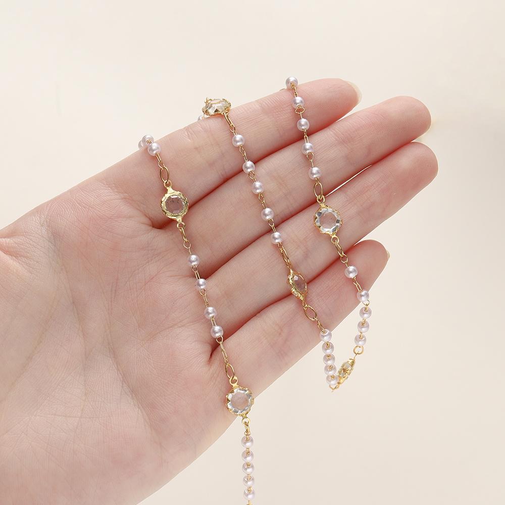 1Meter/Pack 14K/18K Gold Color Plated Brass 6.5MM Round Crystal Chain for DIY Jewelry Bracelet Necklace Handmade Making