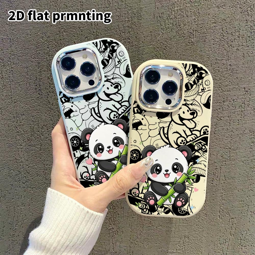 Phone case: 2D flat design, fits iPhone 18 17 16 15 14 13 Pro, cute panda, perfect Christmas and Halloween holiday gift