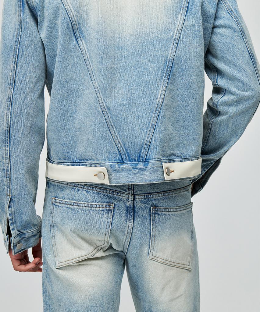 Jiz Louise Leather Point Washed Denim Jacket