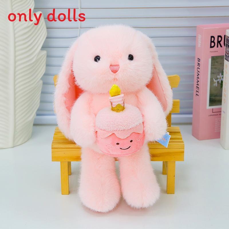 Adorable Rabbit Stuffed Animal With Holding A Cake Design For Kids Play And Snuggling