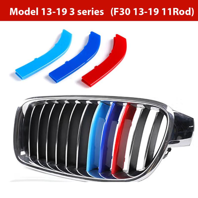 3pcs/Set M Power Car Racing Front Grille Trim Strips For X1 X2 X3 X5 E46 E90 E91 E92 E93 F30 E60 E61 F10 G30 G20 F07 F11 F18 Performance
