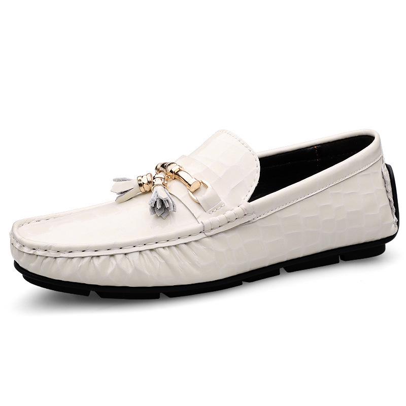 Мужские мокасины из тисненой коровьей кожи - Повседневные кожаные лоферы для вождения, без шнуровки