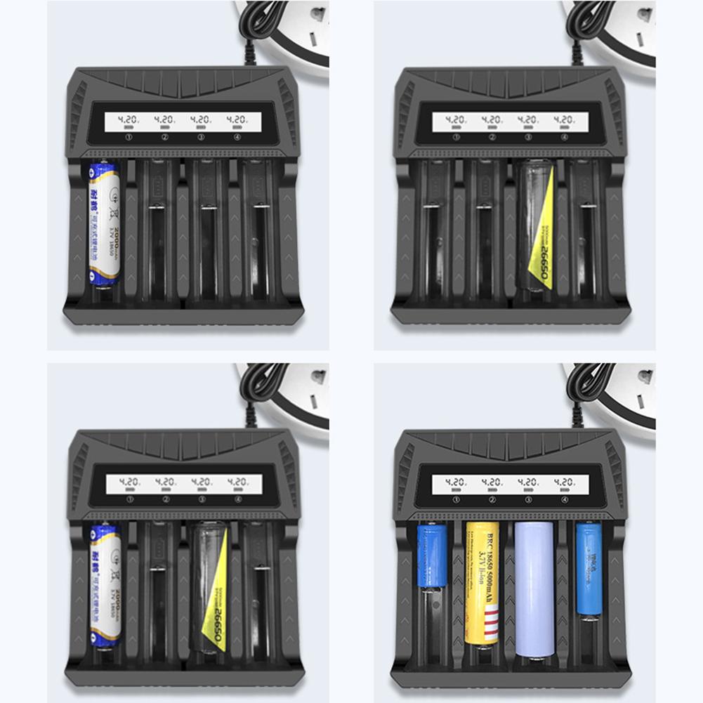 1/2/4 слота интеллектуальное зарядное устройство для аккумуляторов с ЖК-дисплеем USB-вход 18650 литий-ионное зарядное устройство для литий-ионных аккумуляторов 18650 4.2V