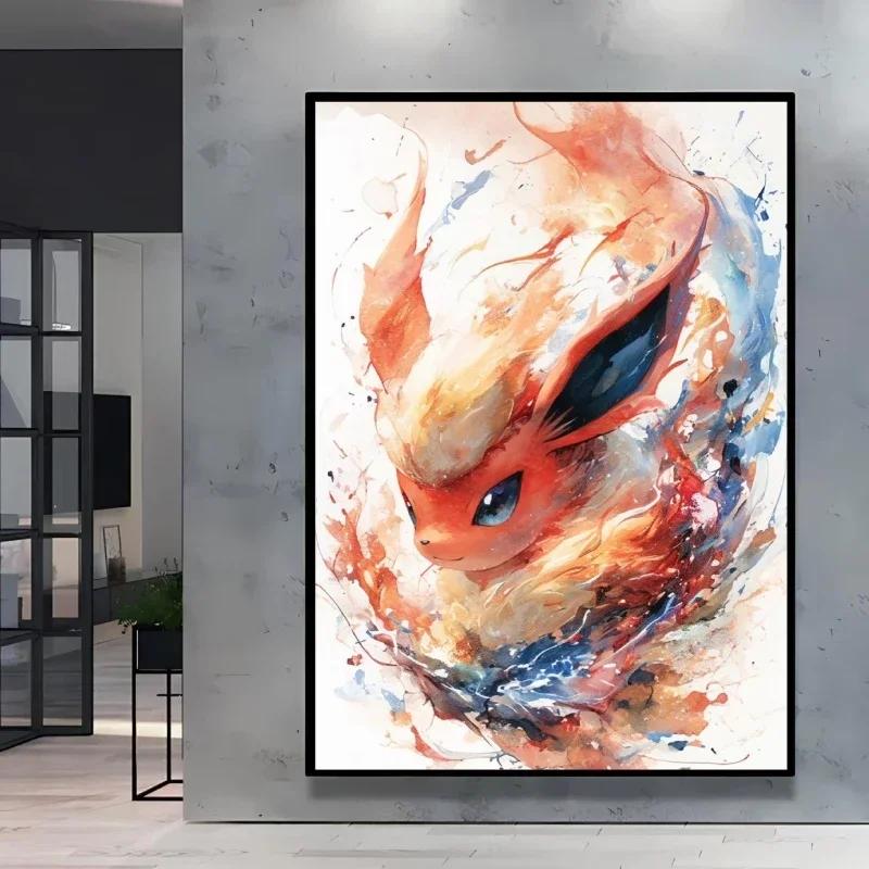 Classic Anime Canvas Posters Pokemon Pikachu Kids Gifts Eeveelution Canvas Painting Cool Wall Art Picture Home Bedroom