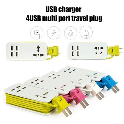 Портативные USB-порты для путешествий, вилка стандарта ЕС/США, 4 адаптера для удлинителя для телефона