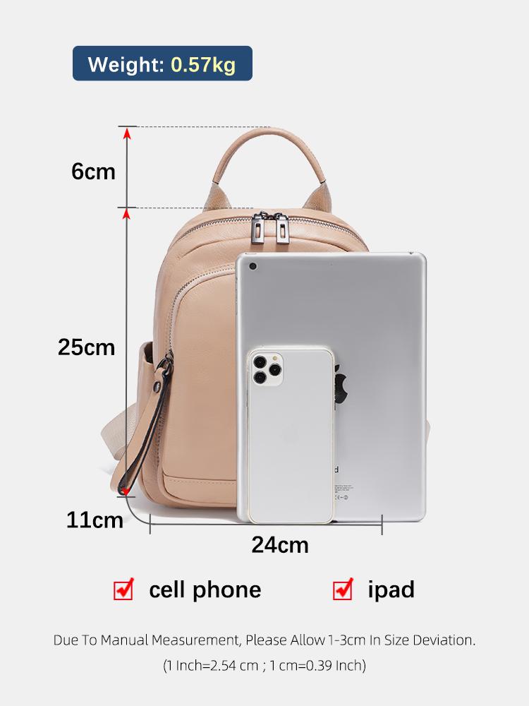 Стильный рюкзак Zency из натуральной кожи для женщин, большая вместимость, натуральный