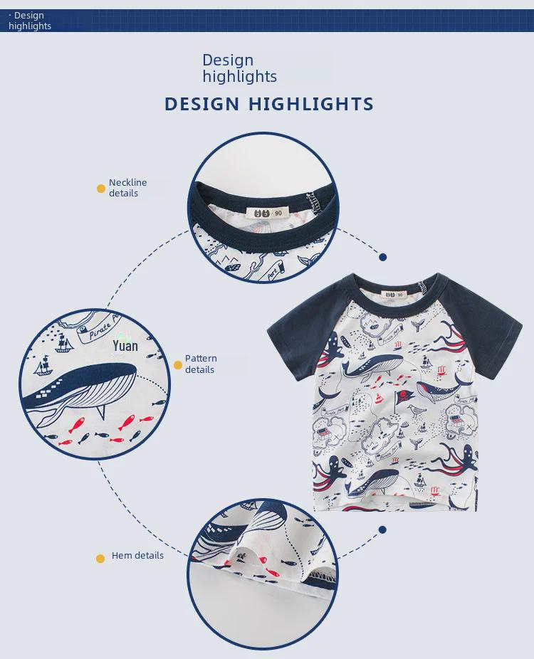 Летние футболки для мальчиков в корейском стиле — модная детская одежда с короткими рукавами
