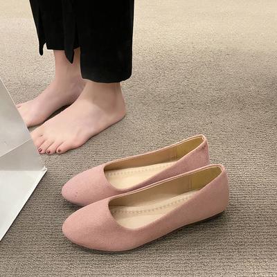 Замшевые туфли-лодочки женские на плоской подошве однотонные с острым носком на низком каблуке ленивые универсальные для беременных женщин женская обувь старые пекинские тканевые туфли женские большого размера