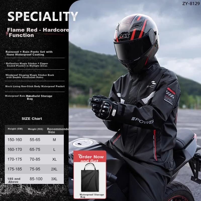 Zhengyu Electric Bicycle Rain Jacket Set, Separate Full-Body Storm Protection, Motorcycle Delivery-Specific Riding Poncho for Male And Female Riders
