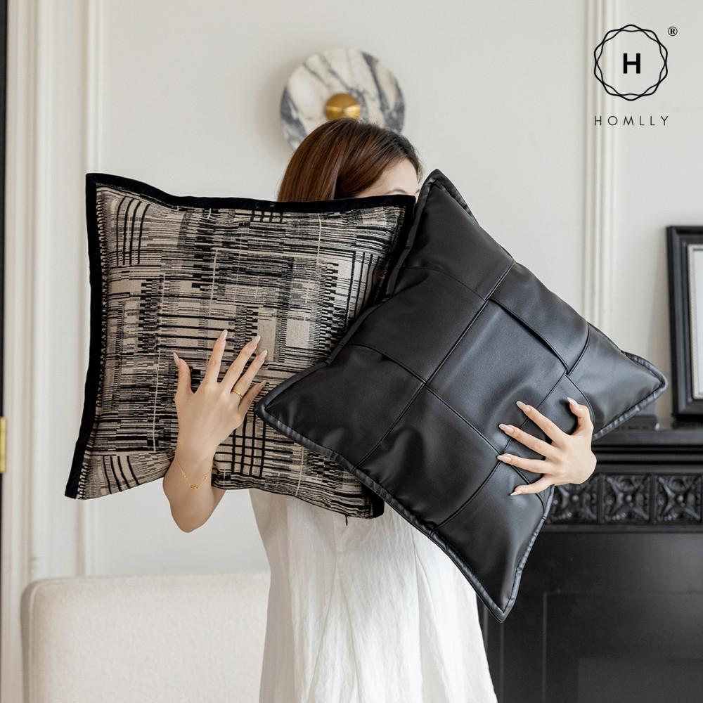 Homlly Noir Monochrome Decorative Pillow Cushion Cover (x2pcs)