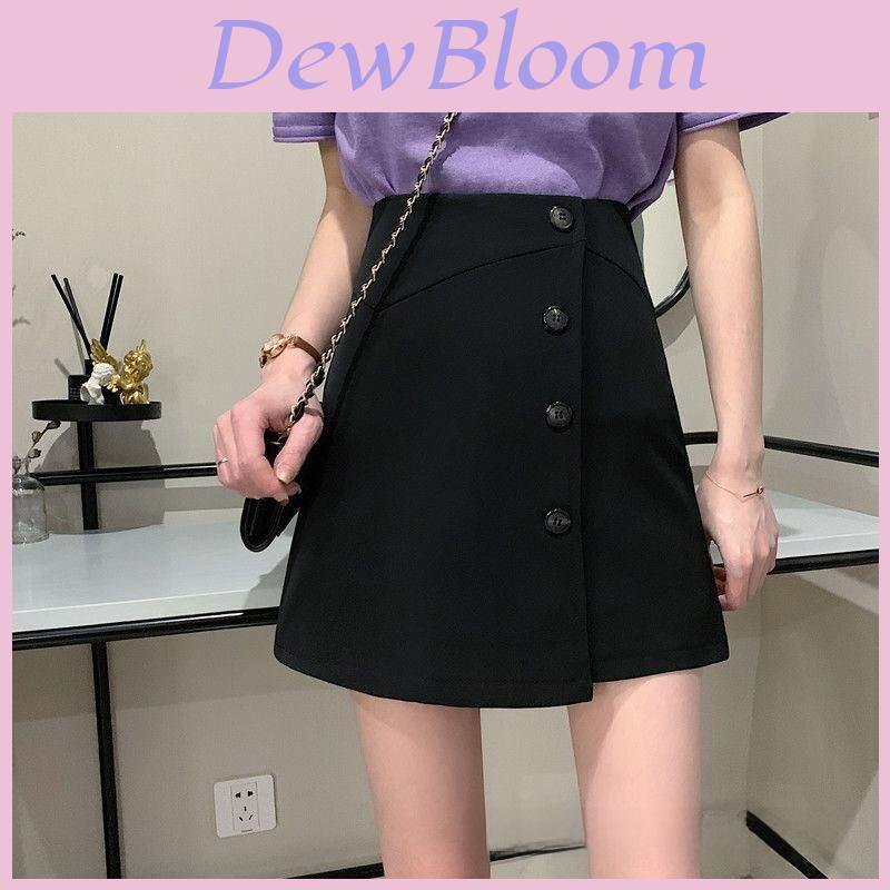 Cotton Blend Irregular Half Skirt For Summer Soft High Waist Slim Fit Student Style