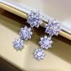 Huitan Newly-designed Flowers Shaped Dangle Earrings for Women Brilliant Crystal CZ Stone Statement Earrings Girls Jewelry Gift