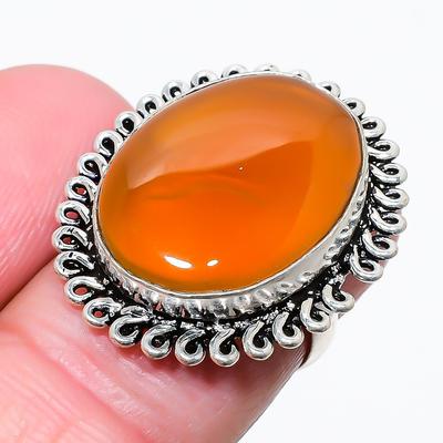 Кольцо из серебра 925 пробы с драгоценным камнем сердолик, размер 5 s0w48