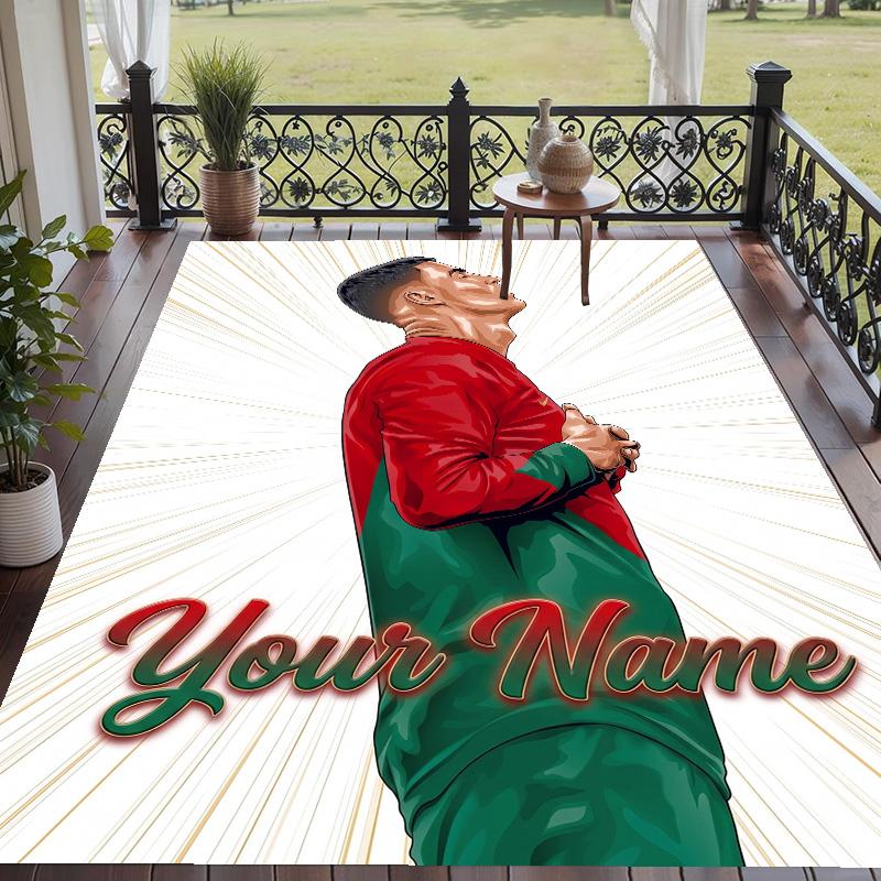 Custom Text Printed Rug Cristiano Ronaldo Non Slip Floor Carpet For Home Room Decor