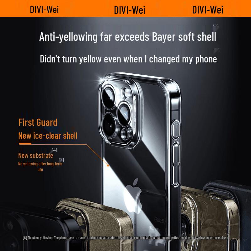 DIVI Ультратонкий прозрачный чехол для iPhone, не желтеющий