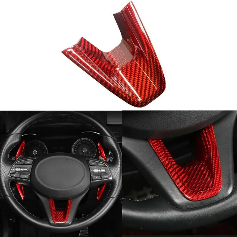 Red Red Carbon Fiber Steering Wheel Center Trim Cover For Genesis G70 2017 2018 G80 +