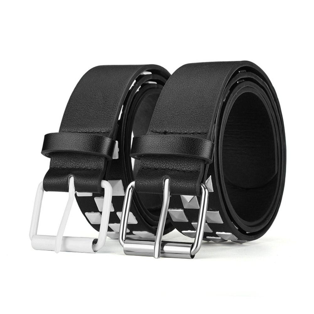 Elegant Rivet PU Leather Belt Wide Side Metal Buckle Punk Waist Belt Dress Decor Trouser Decor Ins Jeans Decoration Ladies/Girls