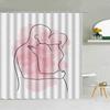 Shower Shower Curtain Waterproof Line Love Bathroom Curtains for Houses Rooms Folding Partition Accessories Bath Bedrooms Q.