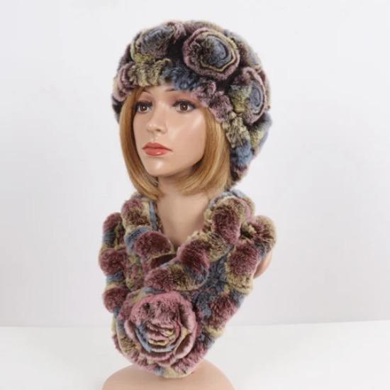 Новые женские зимние наборы шапка и шарф из натурального теплого меха кролика рекс, вязаные шапки и шарфы из натурального меха, муфта