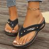 Plus Size Fashion Wedge Flip Flops Women Summer Ring Toe Platform Sandals Woman Comfortable Non Slip Beach Slippers Female