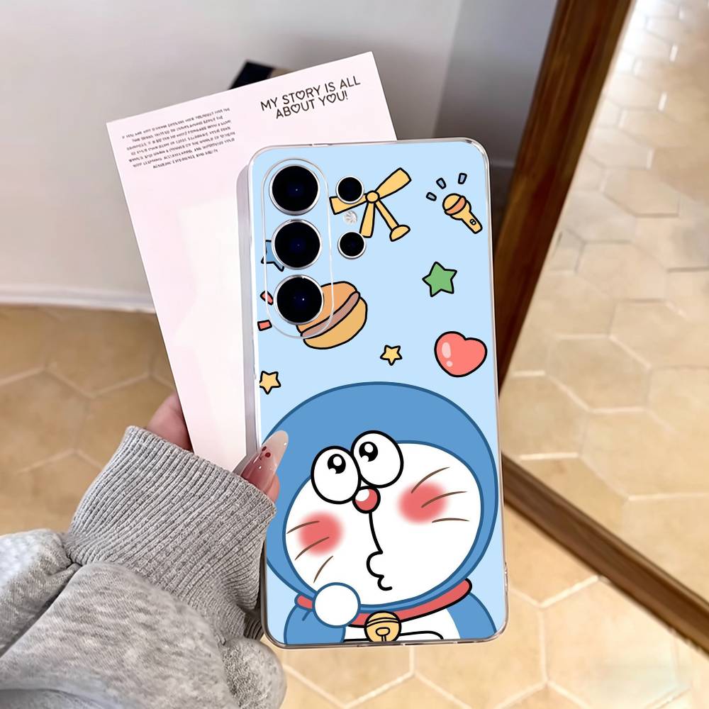 Cute Cartoon D-Doraemon Phone Case For Samsung S25,S24,S21,S22,S23,S30,Ultra,S20,Plus,Fe,Note,10,9,5G Transparent Cover