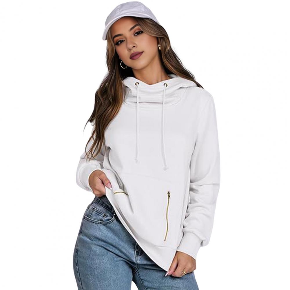 Толстовка Lady Dall Winter Hoodie с карманами на молнии, эластичными манжетами, однотонным шнурком, длинными рукавами, в стиле преппи, с капюшоном, спортивная, Fitne