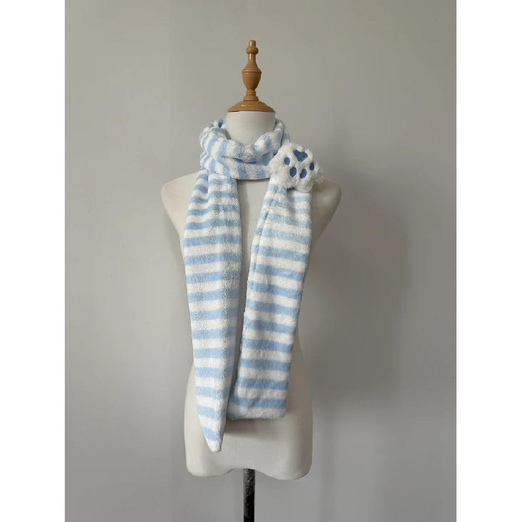 Original Homemade Mass-produced Water-color Pink Cute Cat Paw Japanese Striped Two-dimensional Scarf Women Luxury