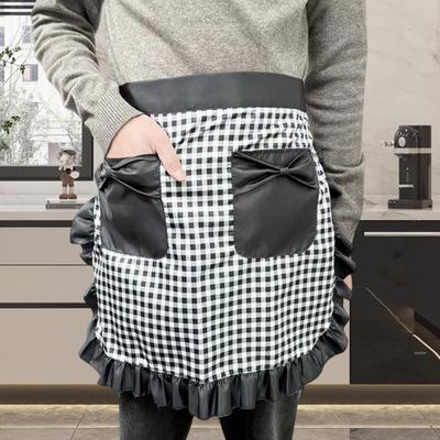 Кухонный фартук с двойными карманами, отделанный оборками, полуфартук с регулируемыми завязками в стиле вестерн