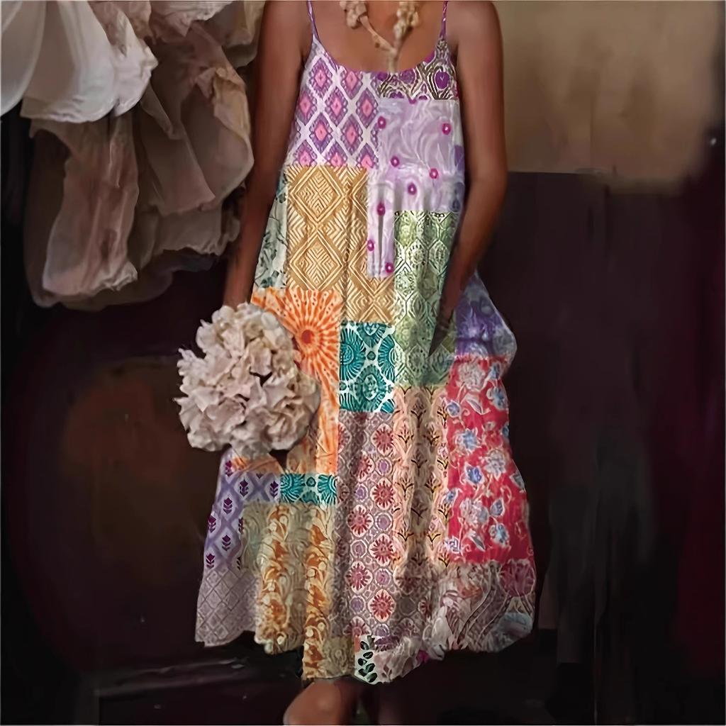 Женское платье с цветочным принтом, сексуальное, ромбовидное, длинное платье с подтяжками