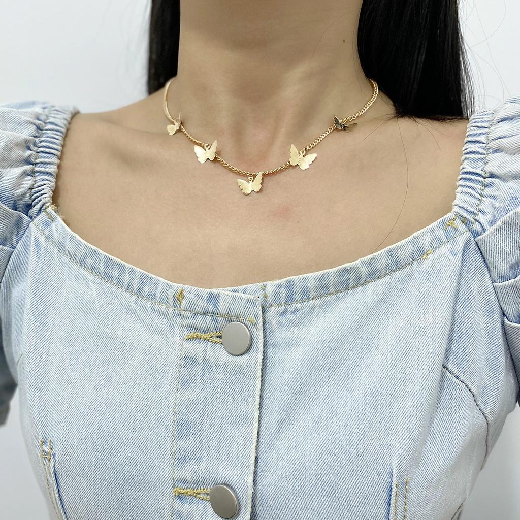 Jewelry, Minimalist Thin Chain, Single-Layer Collarbone Chain Necklace, Temperament Super Fairy Butterfly Necklace Choker