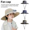 Outdoor Wide Brim Sun Hat with Solar Fan Breathable Mesh Design Solar