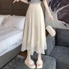 Women Spring Summer Long Irregular Mesh Skirt Oversize Loose Plus Size Elastic Waist Skirts