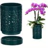 Orchid Pot with Holes Ceramic Plant Pots Indoor Outdoor Flower Pots for Repotting with Drainage and Saucer 4 Inch Planter