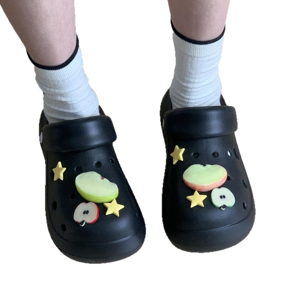 Cartoon Hole Shoes Women's New Summer Thick-soled Slippers Heightened and Breathable Outer Wear Non-slip Bag Head Slippers