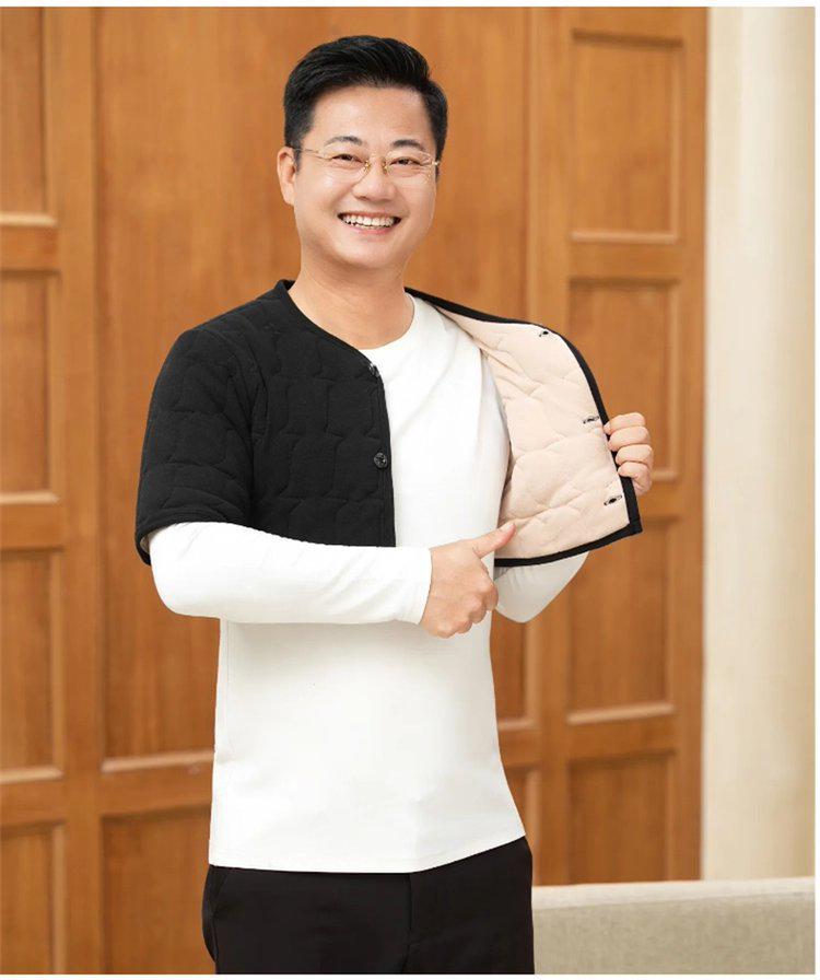 Мужской зимний бархатный стеганый жилет - Теплый, свободного кроя, с защитой плеч и шеи для людей среднего и пожилого возраста